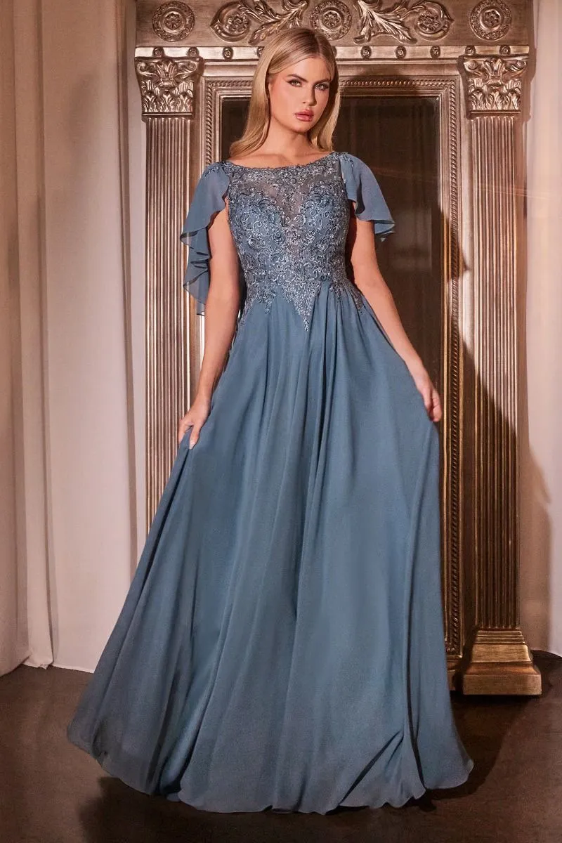 A-LINE CHIFFON GOWN by Cinderella Divine HT101 - Special Occasion