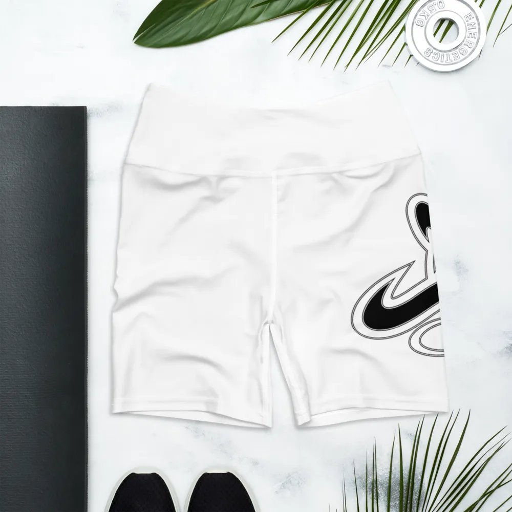 Athletic Apparatus White Black logo White stitch Yoga Shorts