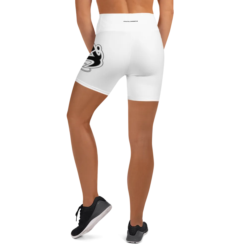 Athletic Apparatus White Black logo White stitch Yoga Shorts