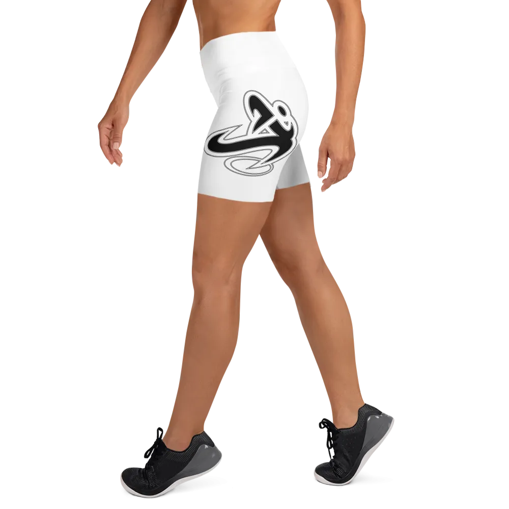 Athletic Apparatus White Black logo White stitch Yoga Shorts