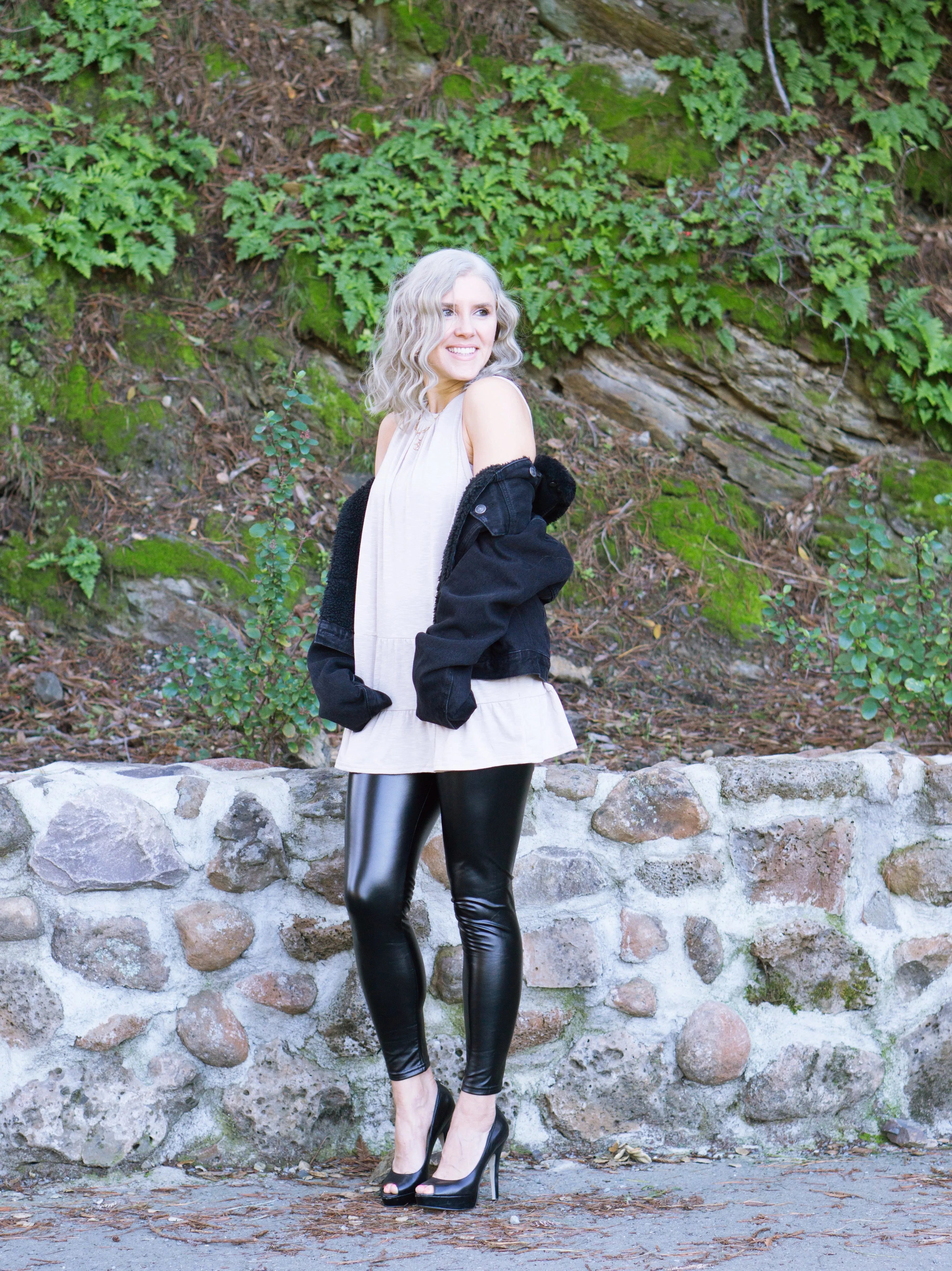 AUTUMN PEPLUM TANK IN BEIGE