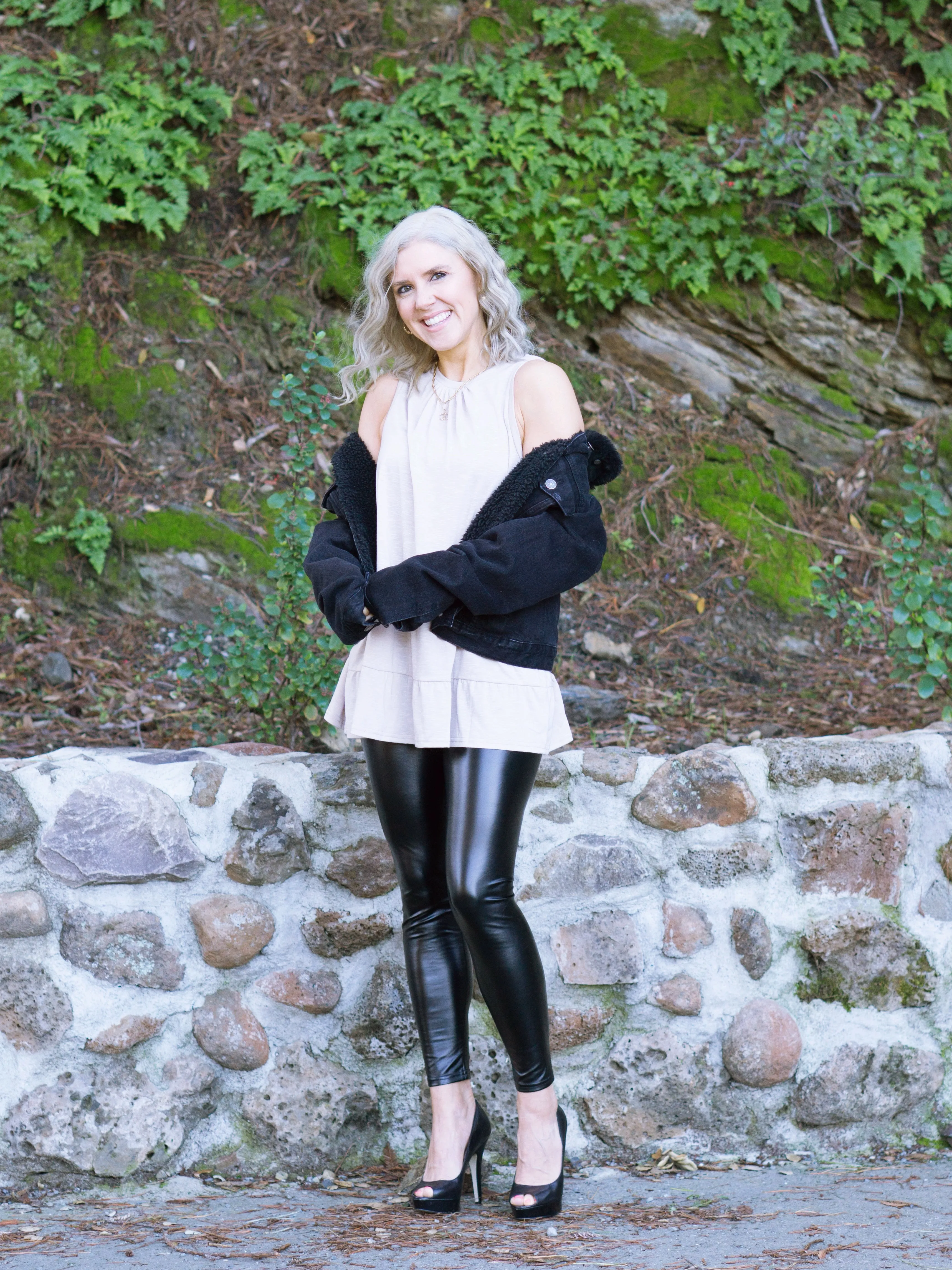 AUTUMN PEPLUM TANK IN BEIGE