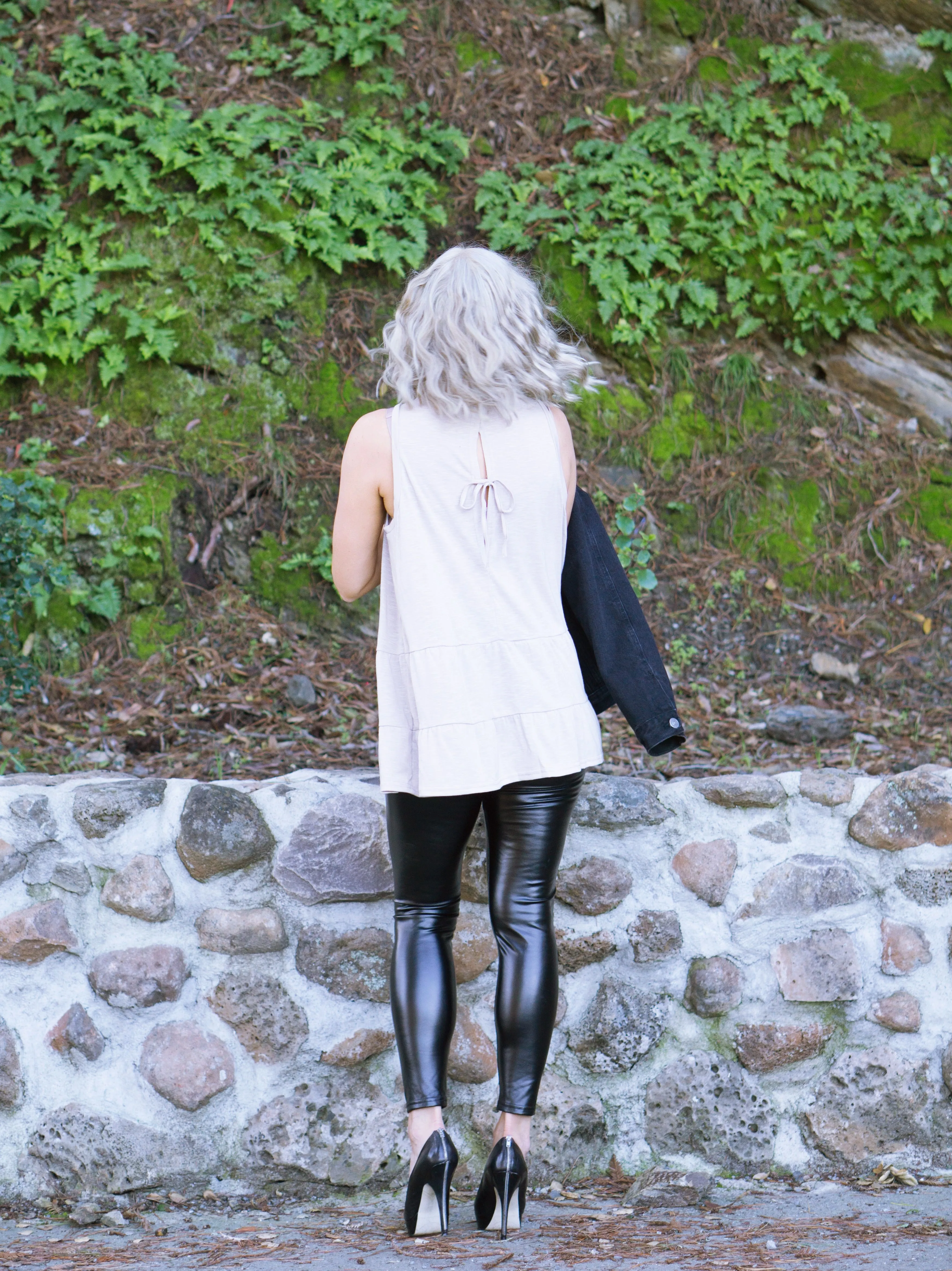 AUTUMN PEPLUM TANK IN BEIGE