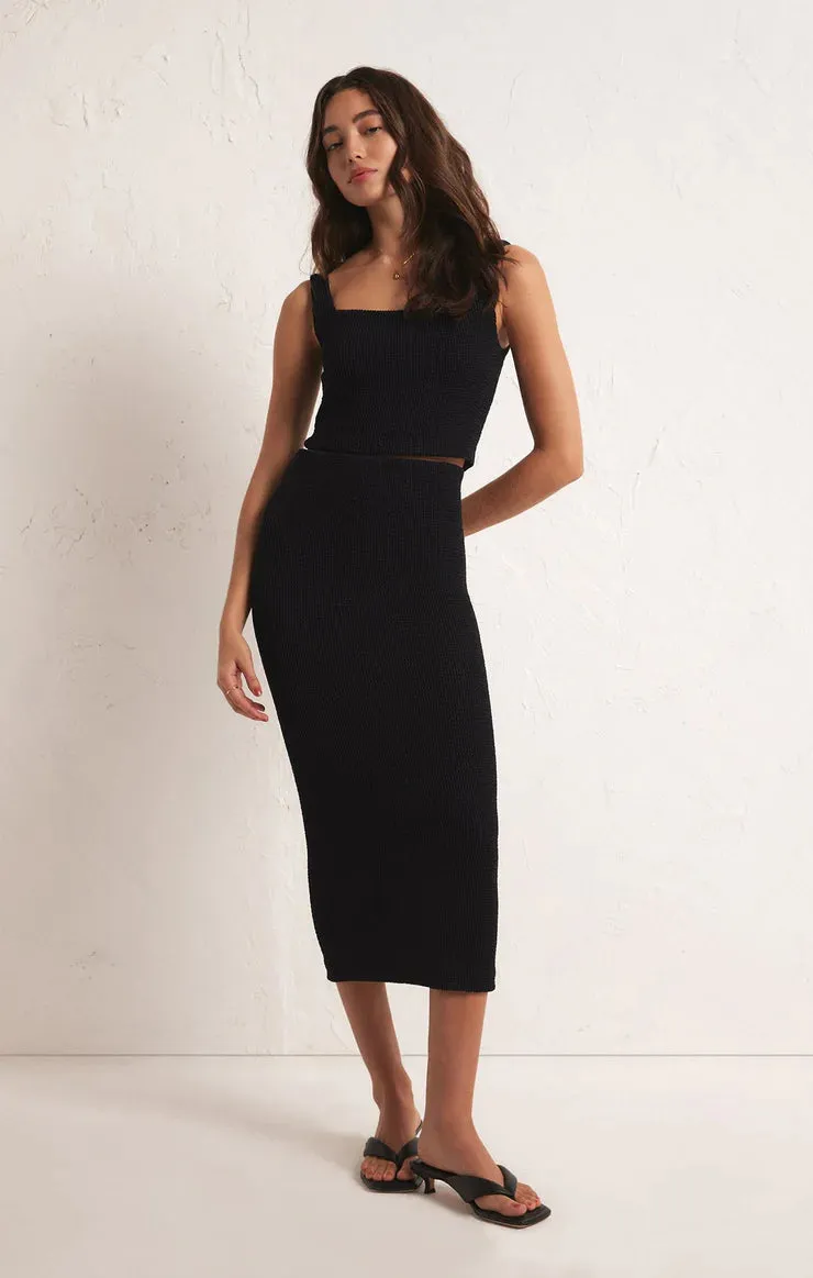 Aveen Crinkle Stretch Midi Skirt