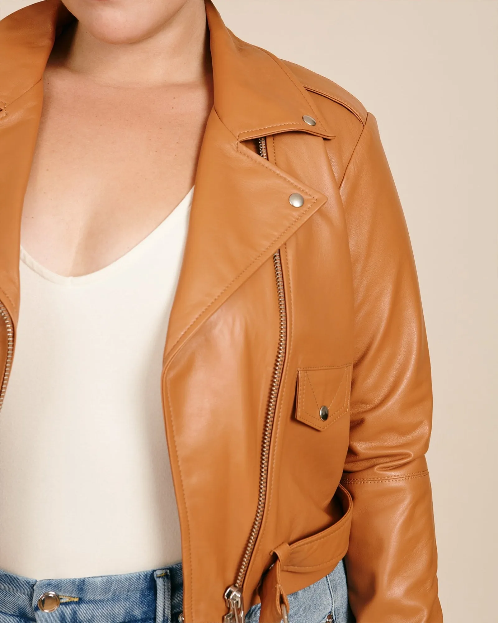 Baby Jayne Classic Smooth Leather Jacket | Hazelnut