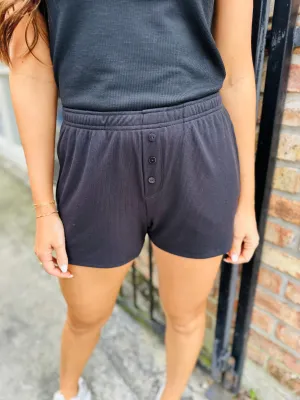 Billy Button High Waist Shorts- Black