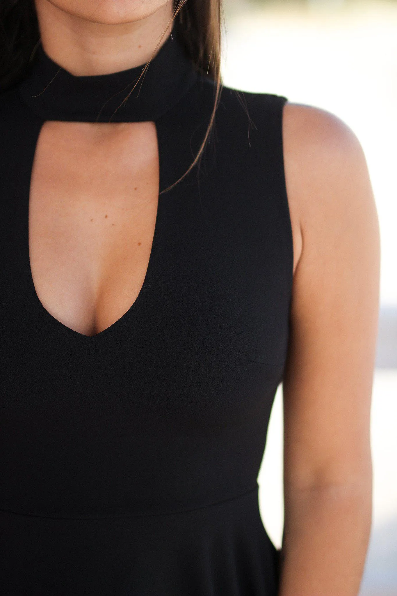 Black Mock Neck Short Dress