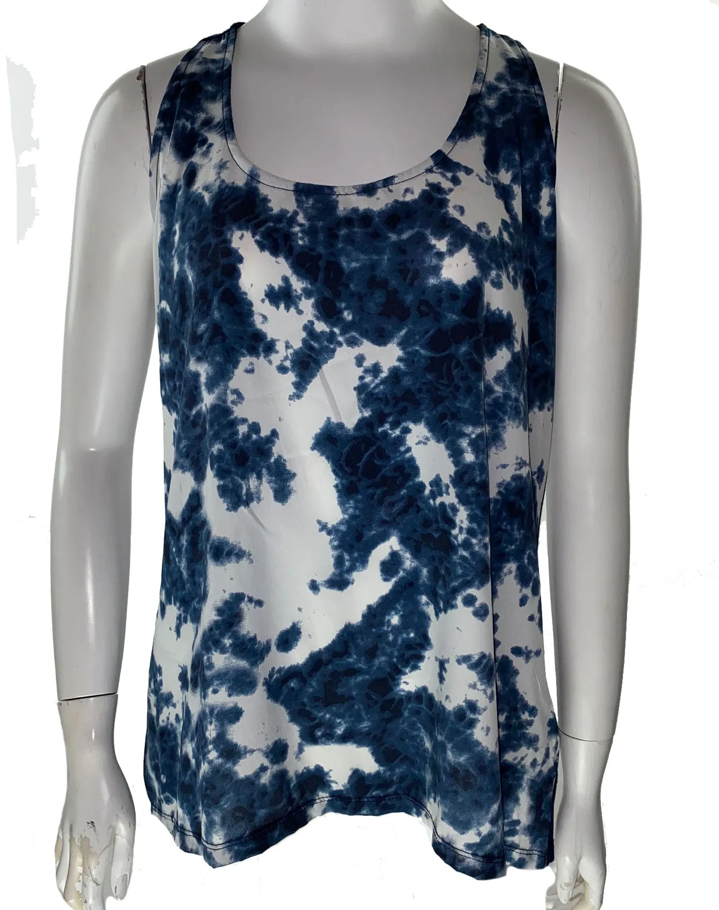 Calvin Klein Women's Printed Sleeveless Swing Top Blue Size Small
