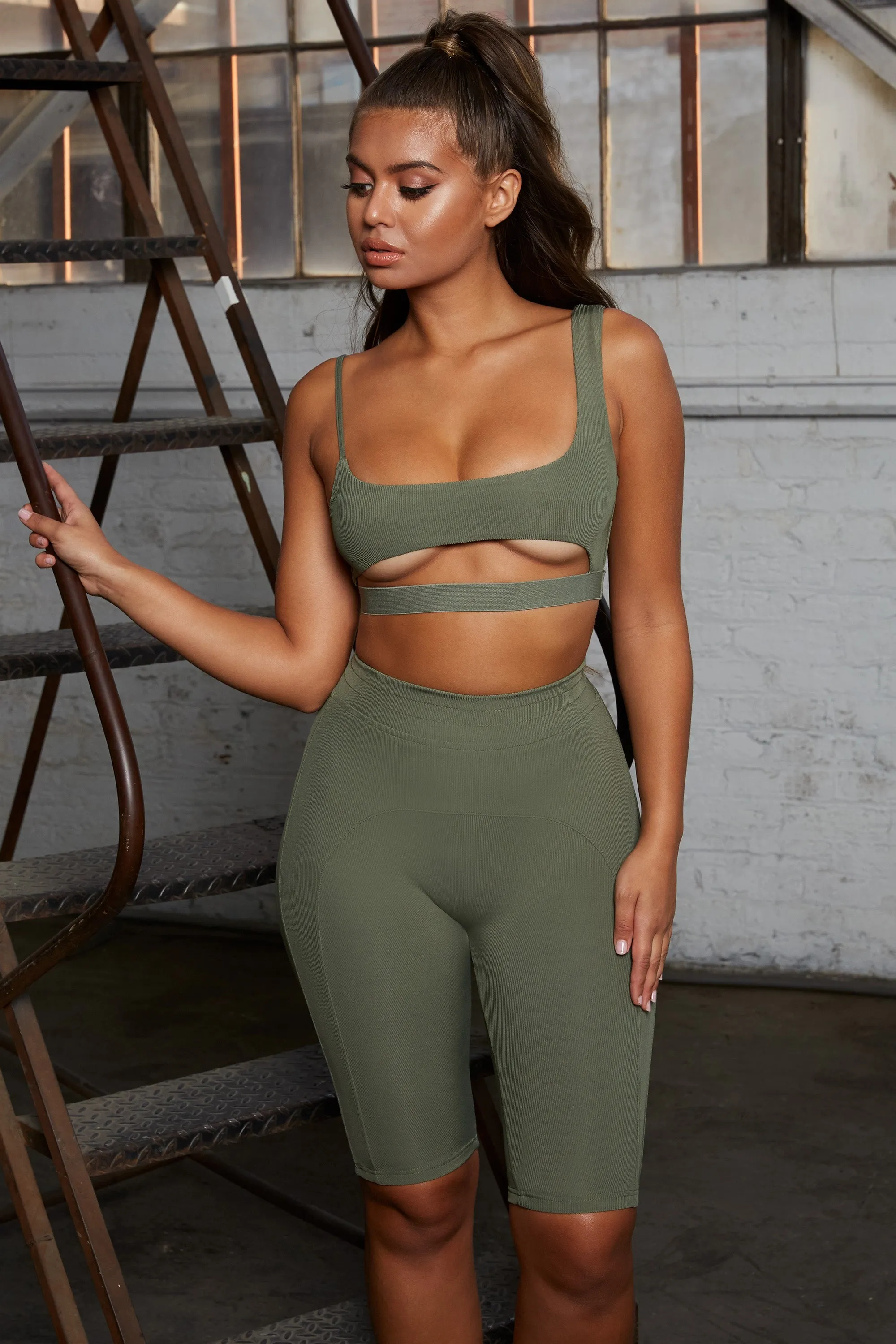 Caught Short High Waisted Cycle Shorts in Khaki