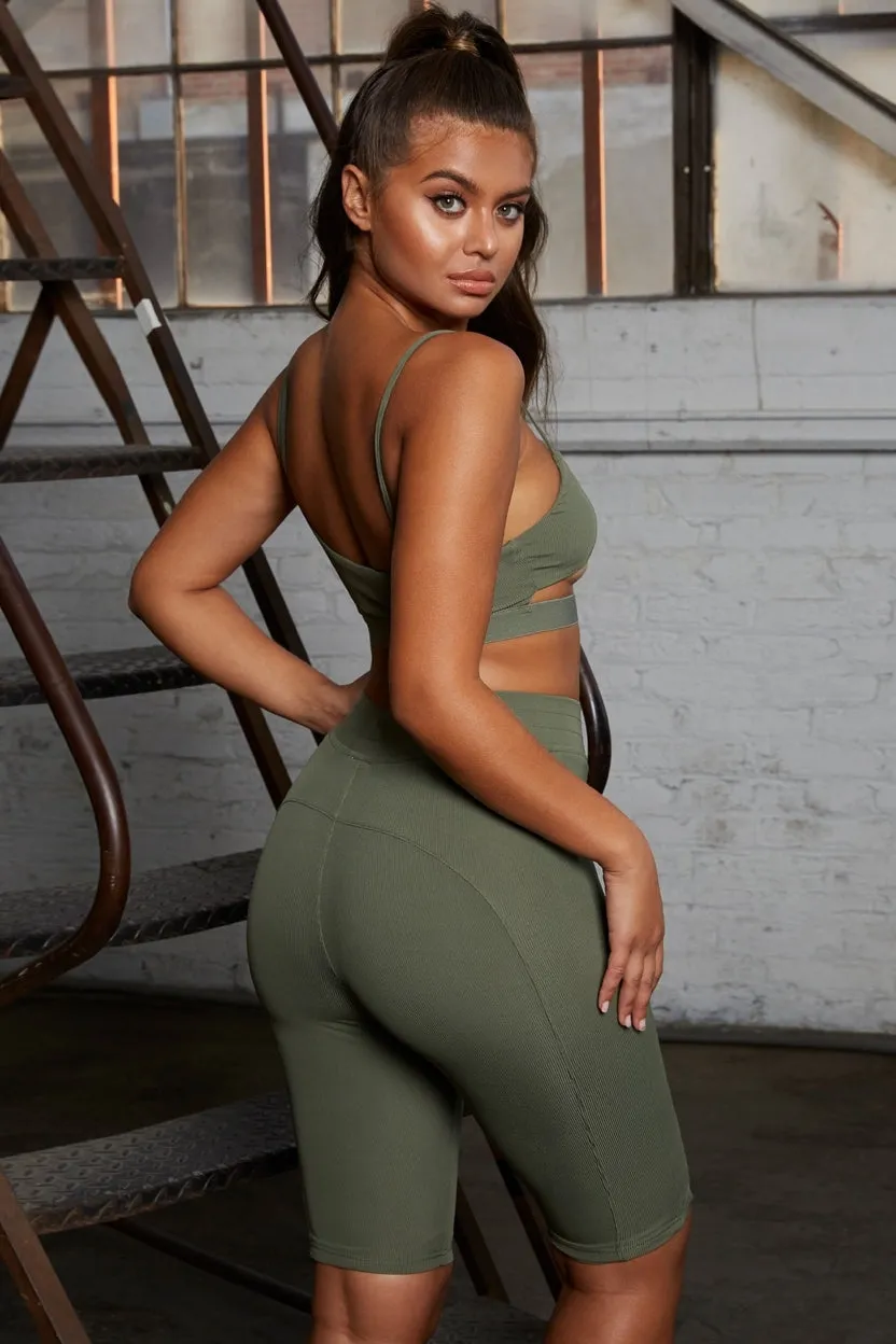 Caught Short High Waisted Cycle Shorts in Khaki