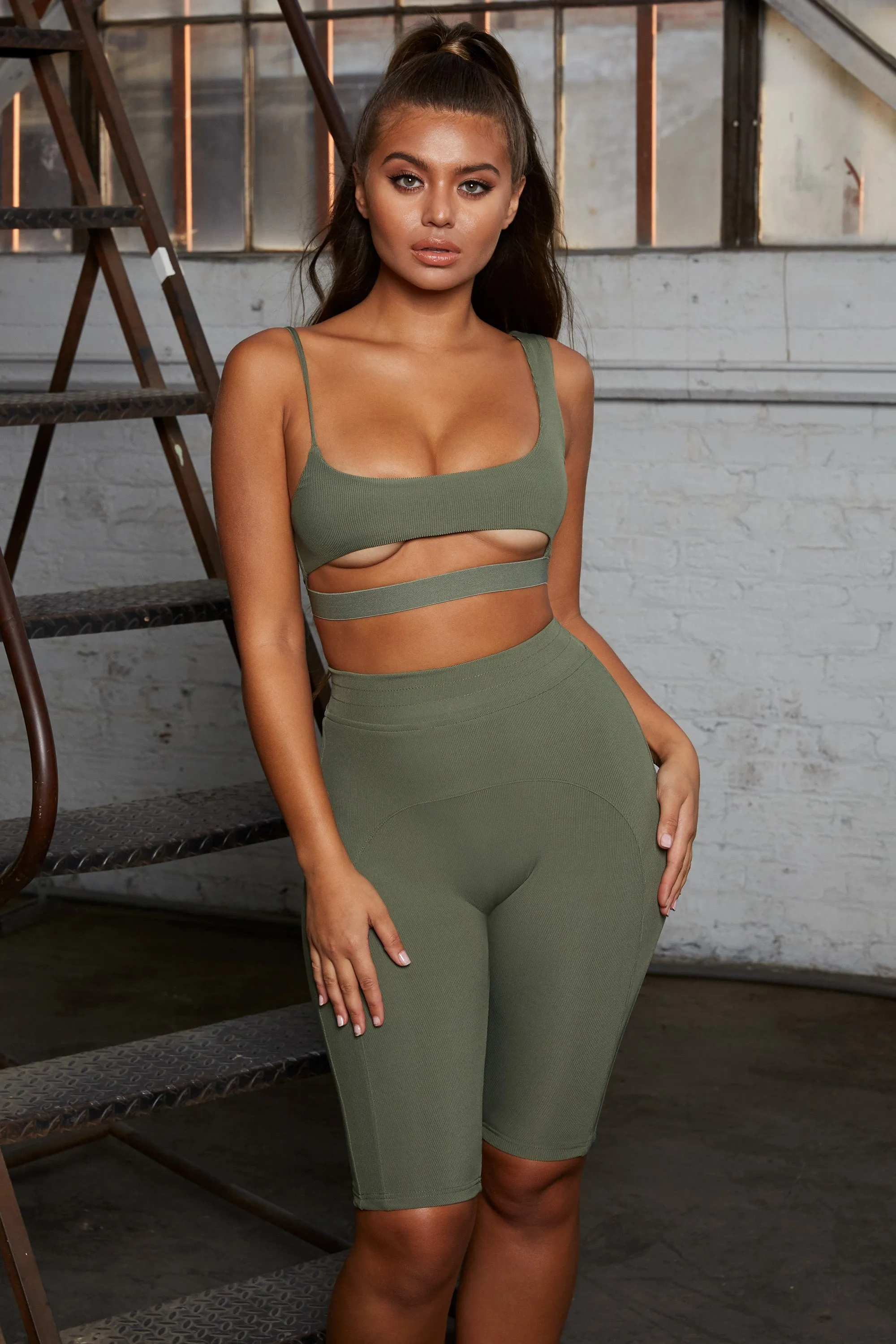 Caught Short High Waisted Cycle Shorts in Khaki