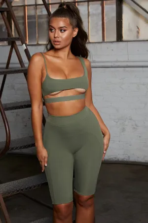 Caught Short High Waisted Cycle Shorts in Khaki