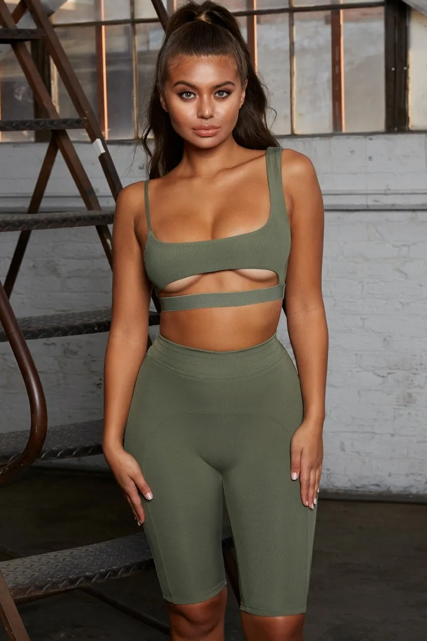 Caught Short High Waisted Cycle Shorts in Khaki