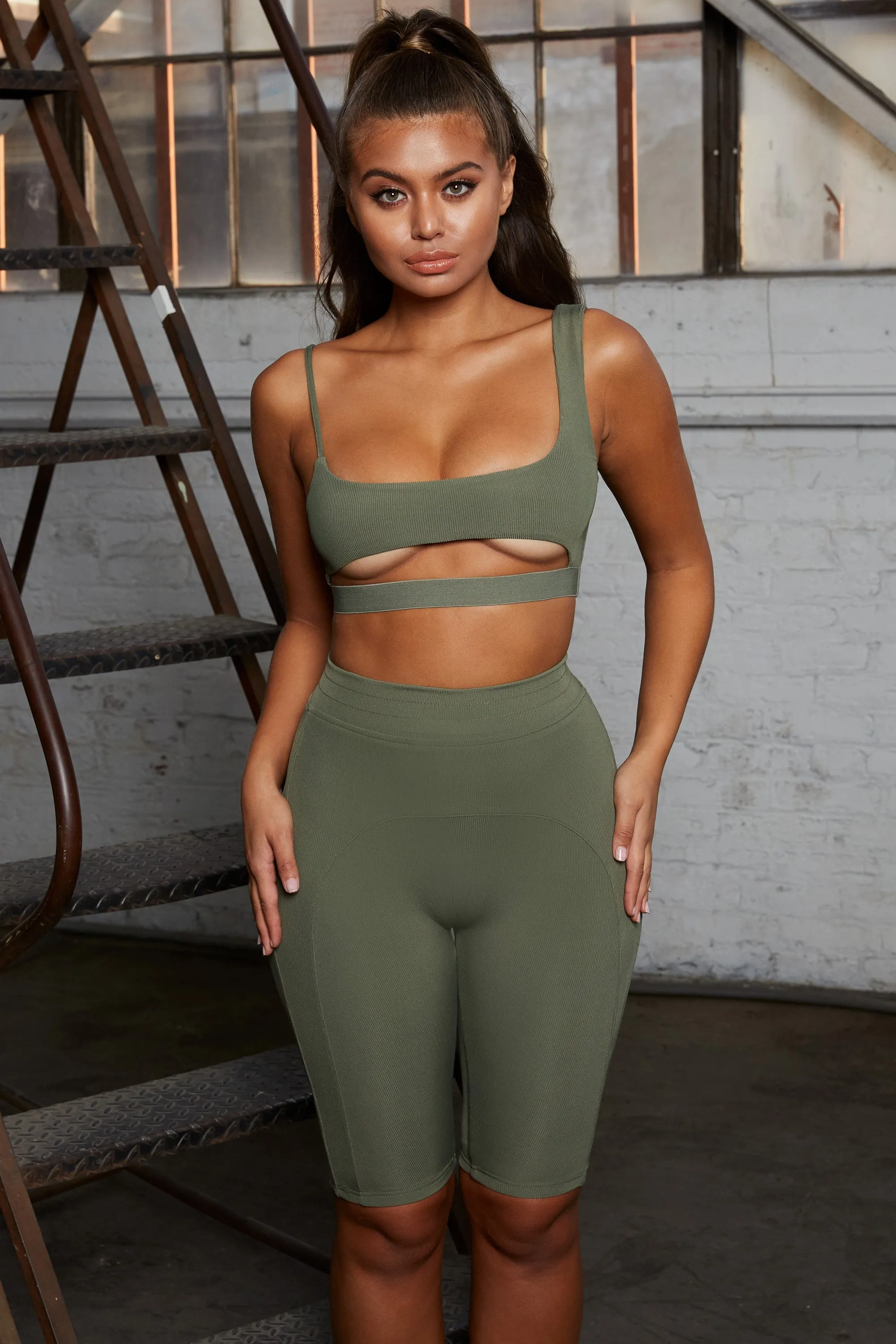 Caught Short High Waisted Cycle Shorts in Khaki