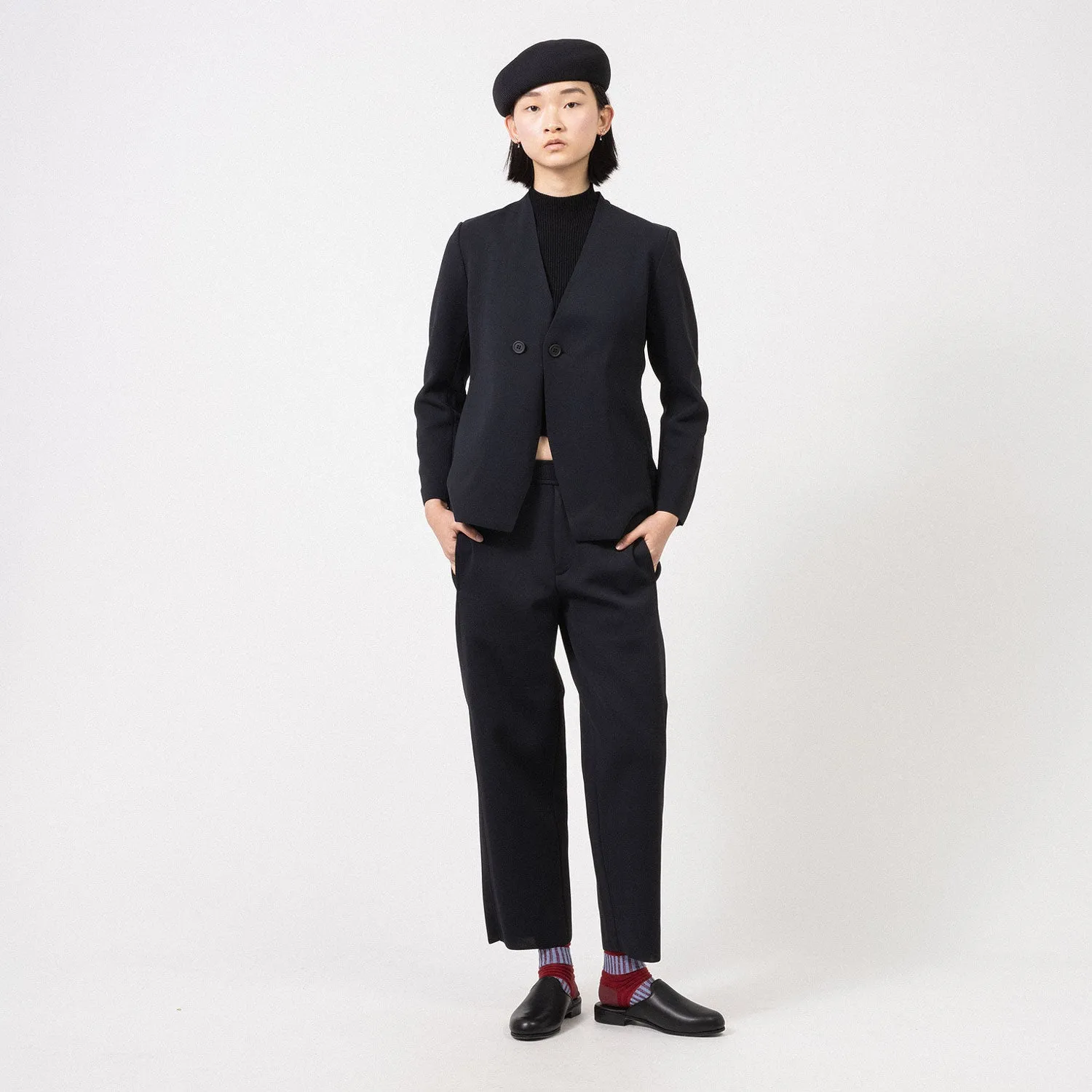 [CFCL] CF008KF104 MILAN RIB CURVED PANTS _ BLACK