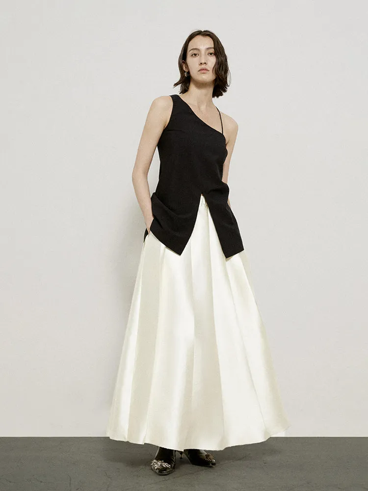 Chic Asymmetry A-line Classy Tops＆Flare-Skirt