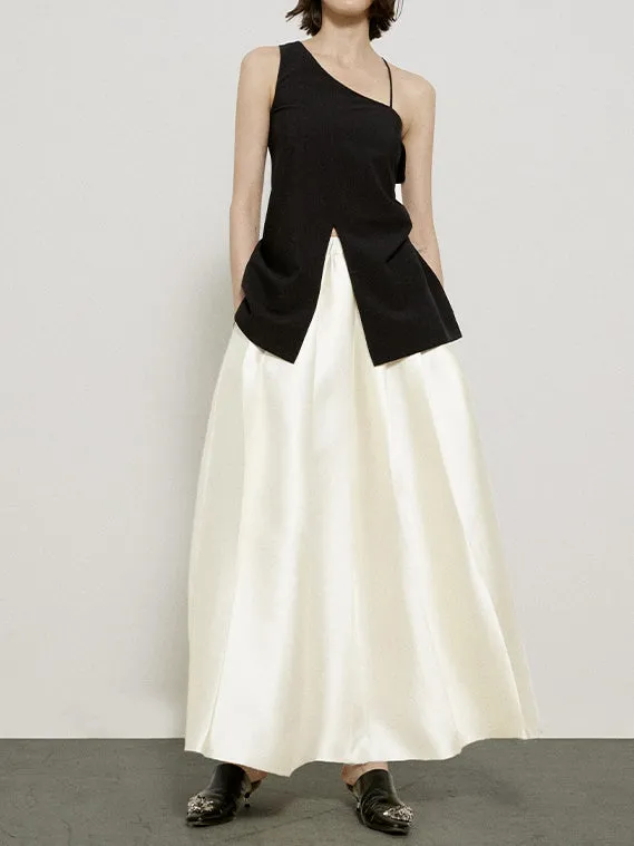 Chic Asymmetry A-line Classy Tops＆Flare-Skirt