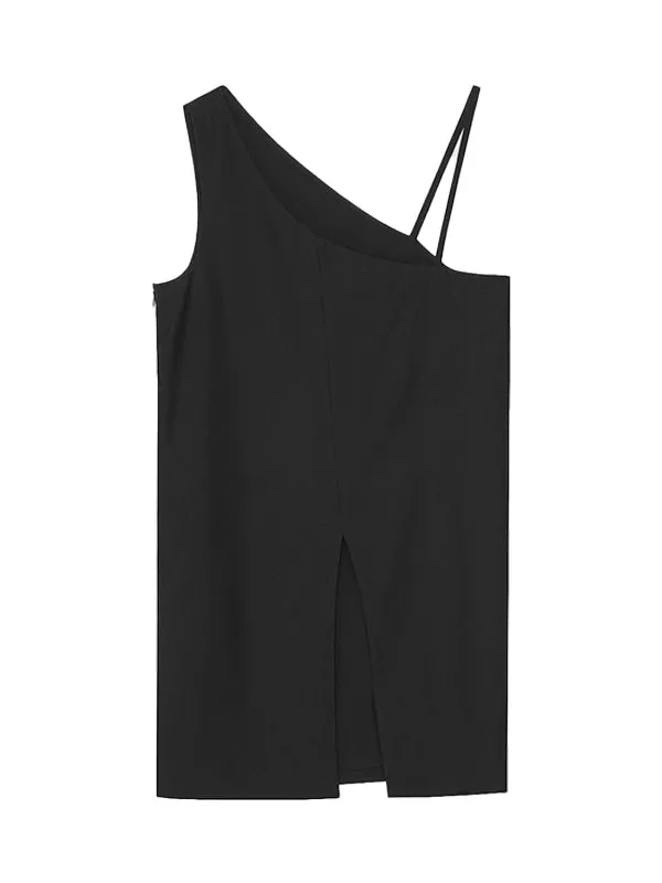 Chic Asymmetry A-line Classy Tops＆Flare-Skirt