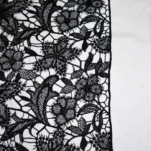 Classic Black Famous Designer Floral Lace Fabric