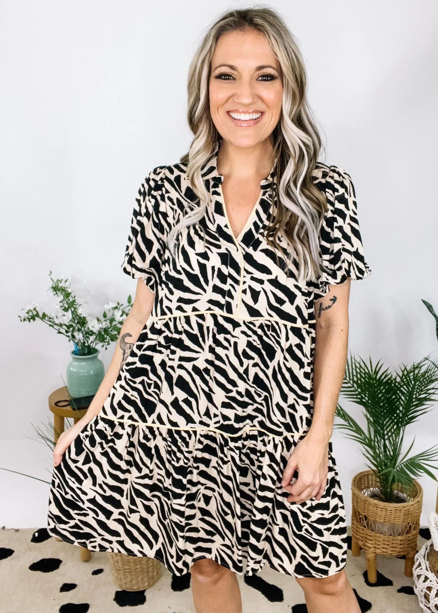 Collared Animal Print Dress