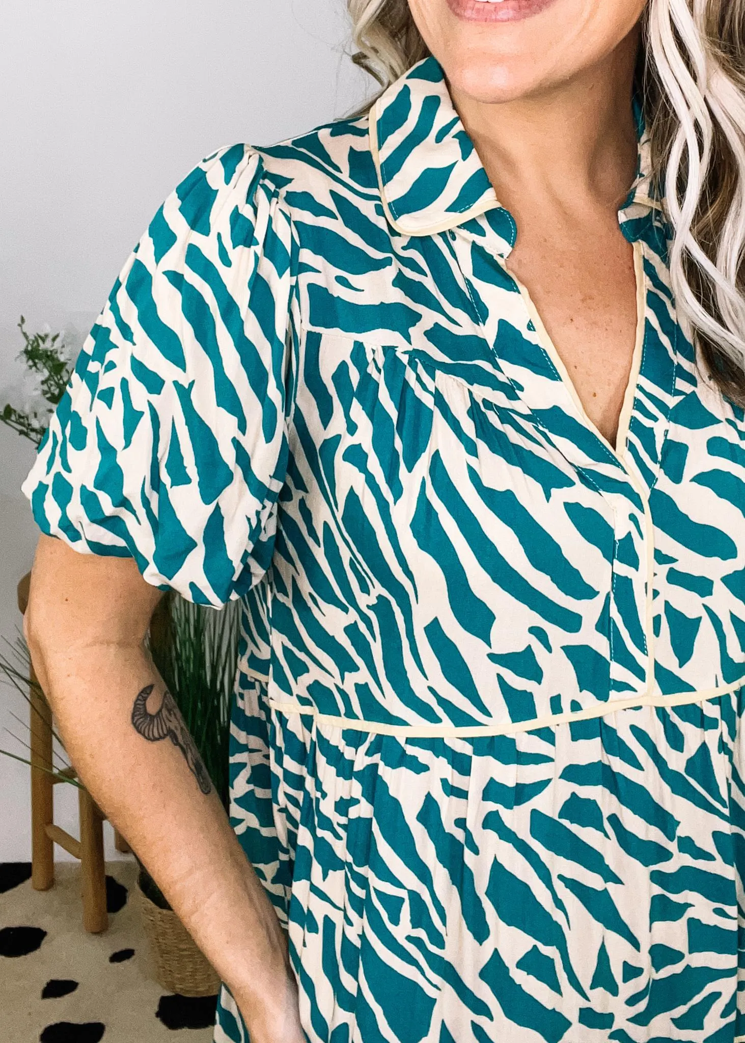 Collared Animal Print Dress