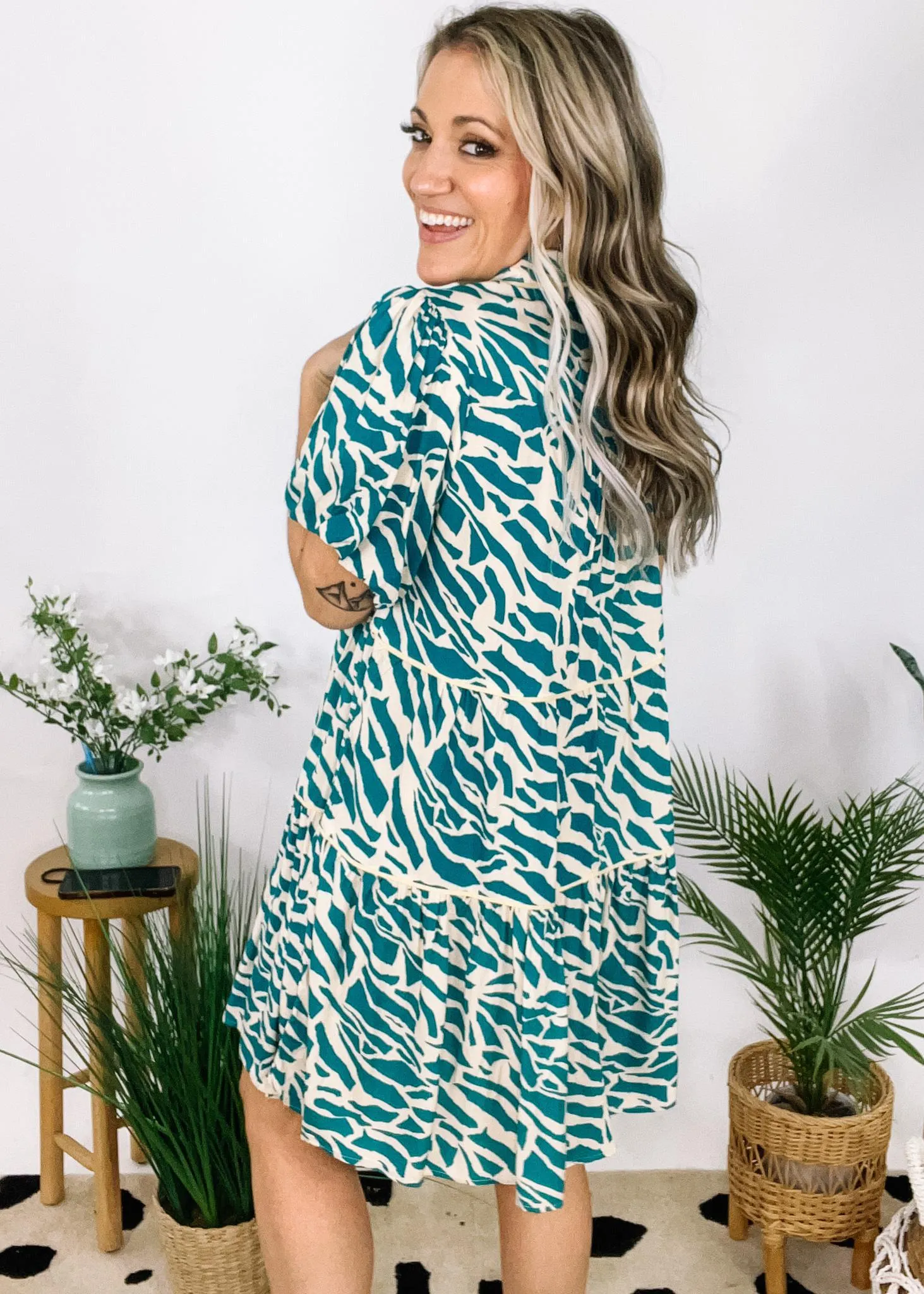 Collared Animal Print Dress