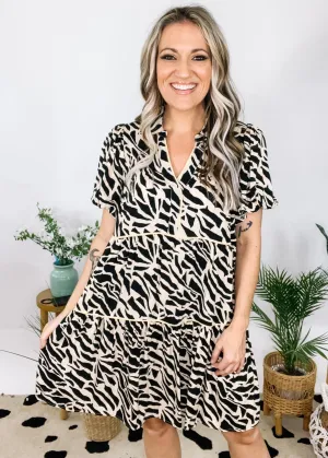 Collared Animal Print Dress