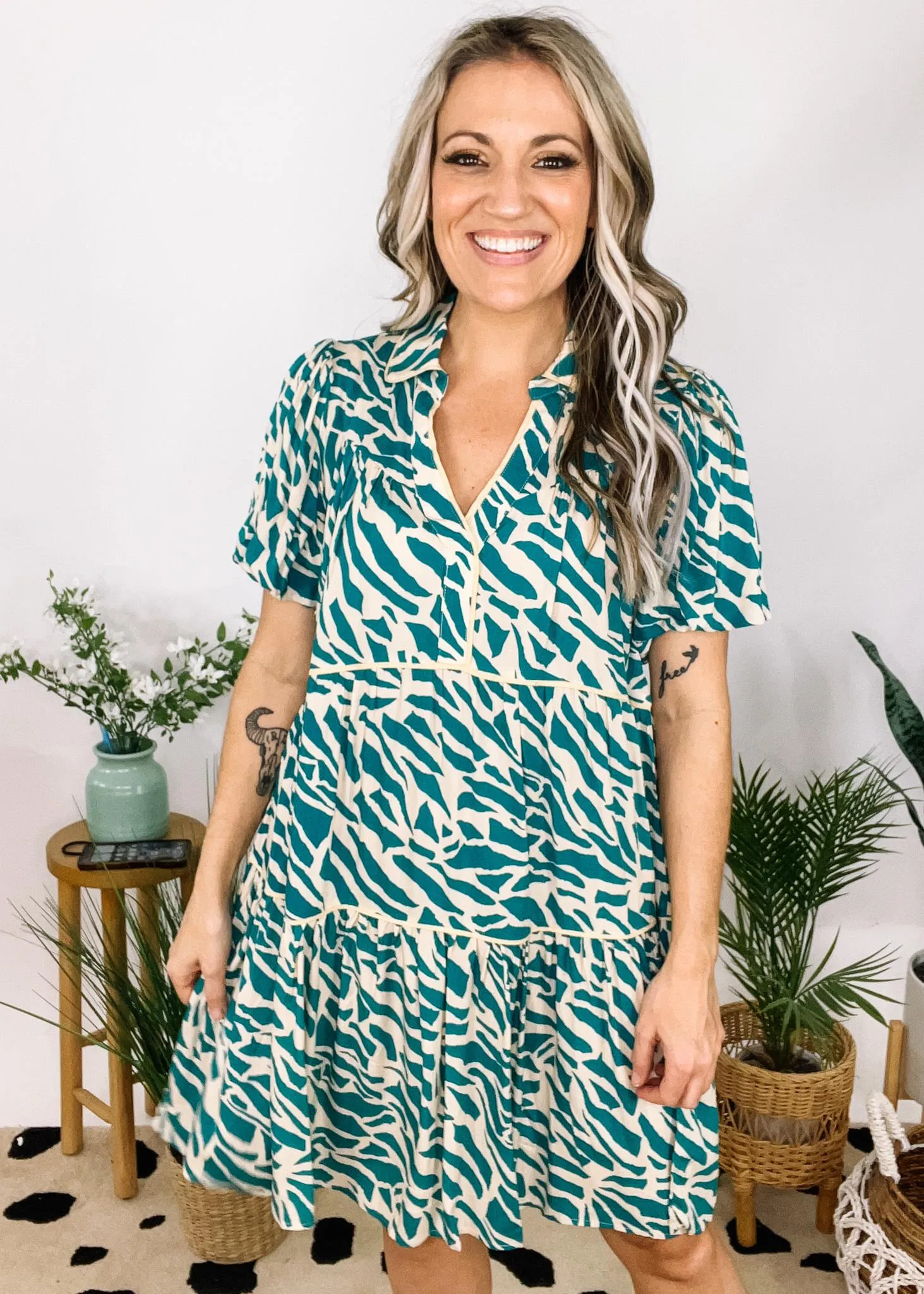 Collared Animal Print Dress