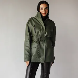 Dark green leather jacket