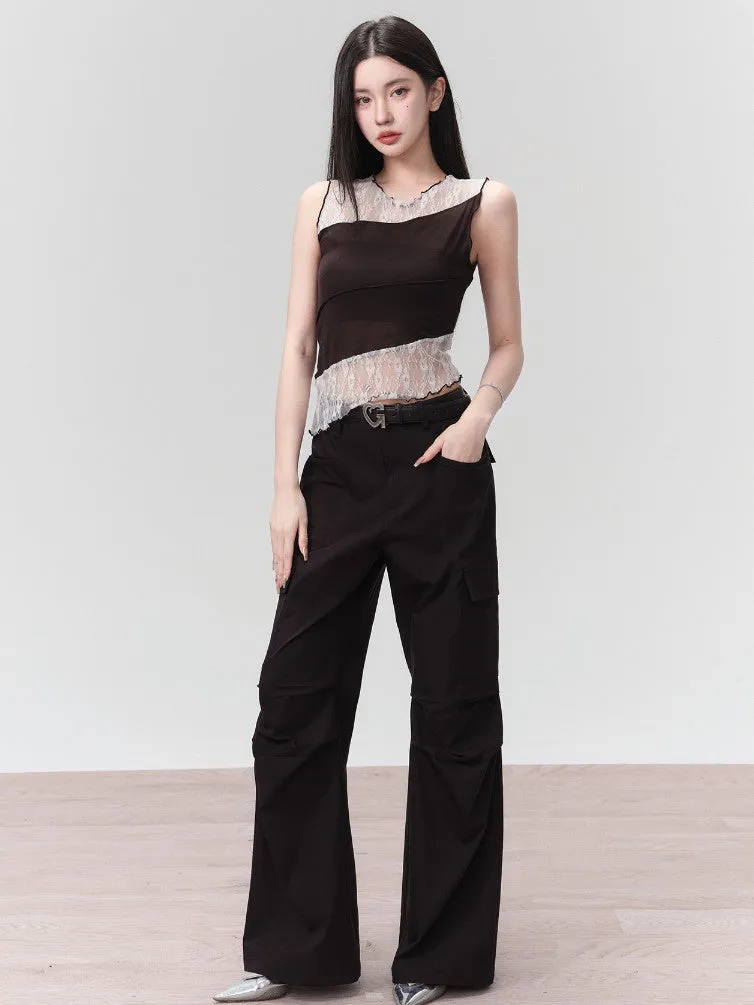 Diagonal Mellowbi-Color Chic No-Cleeve Tops