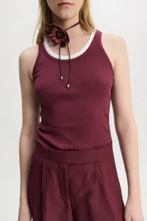 Dorothee Schumacher Fine Rib Cotton Tank Top in Burgundy