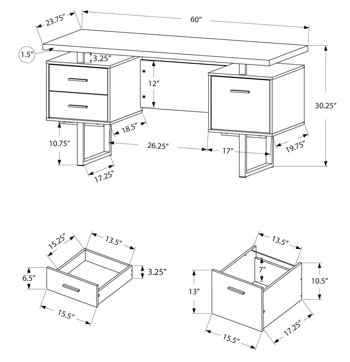 Elley Reversible Desk - Light Walnut