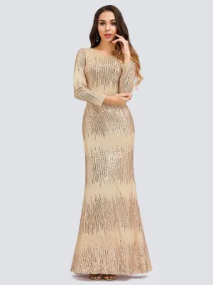 Ever-Pretty Long Sleeve Shiny Sequin Party Dresses EP00852