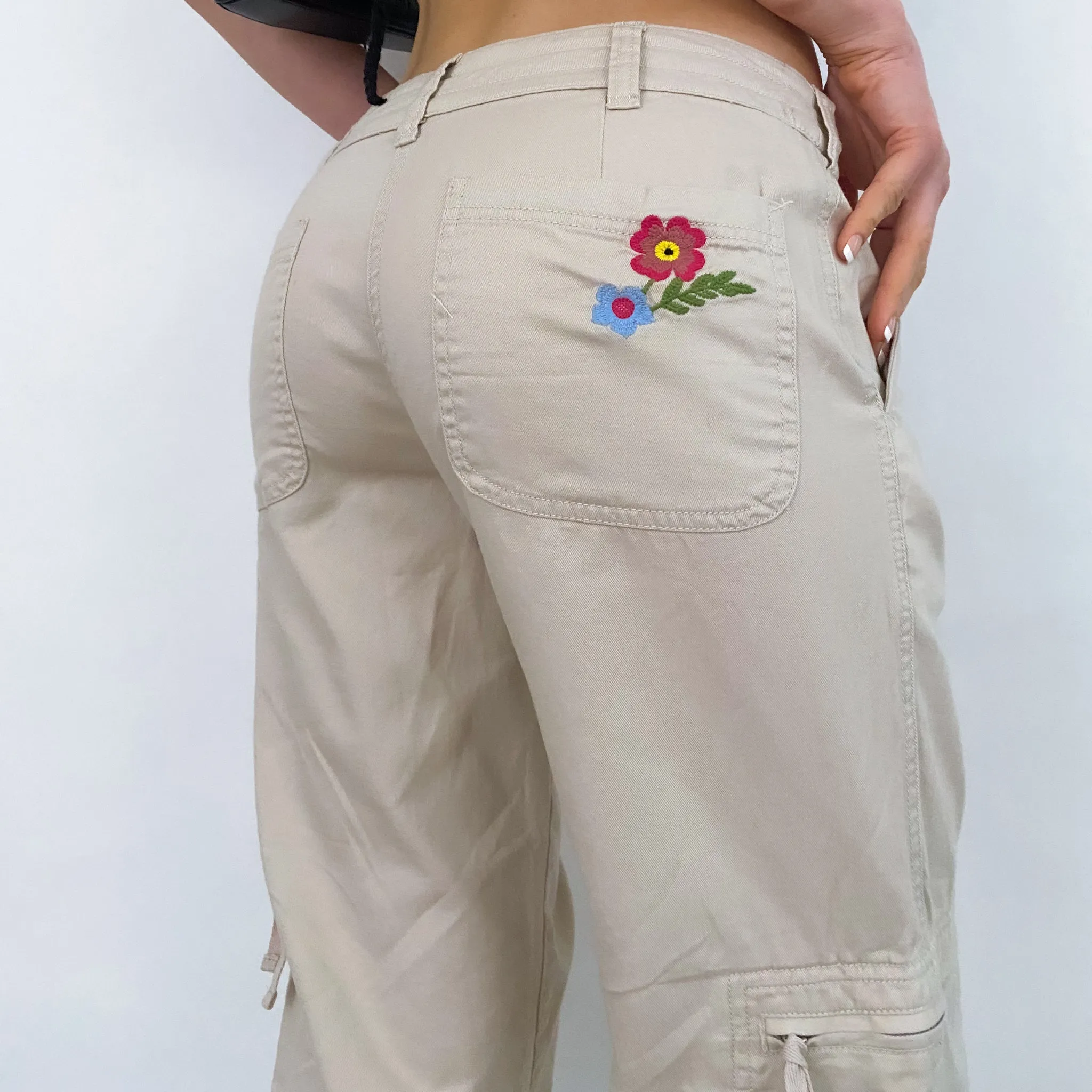 Floral Embroidered Cargos - Small