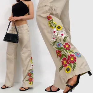 Floral Embroidered Cargos - Small