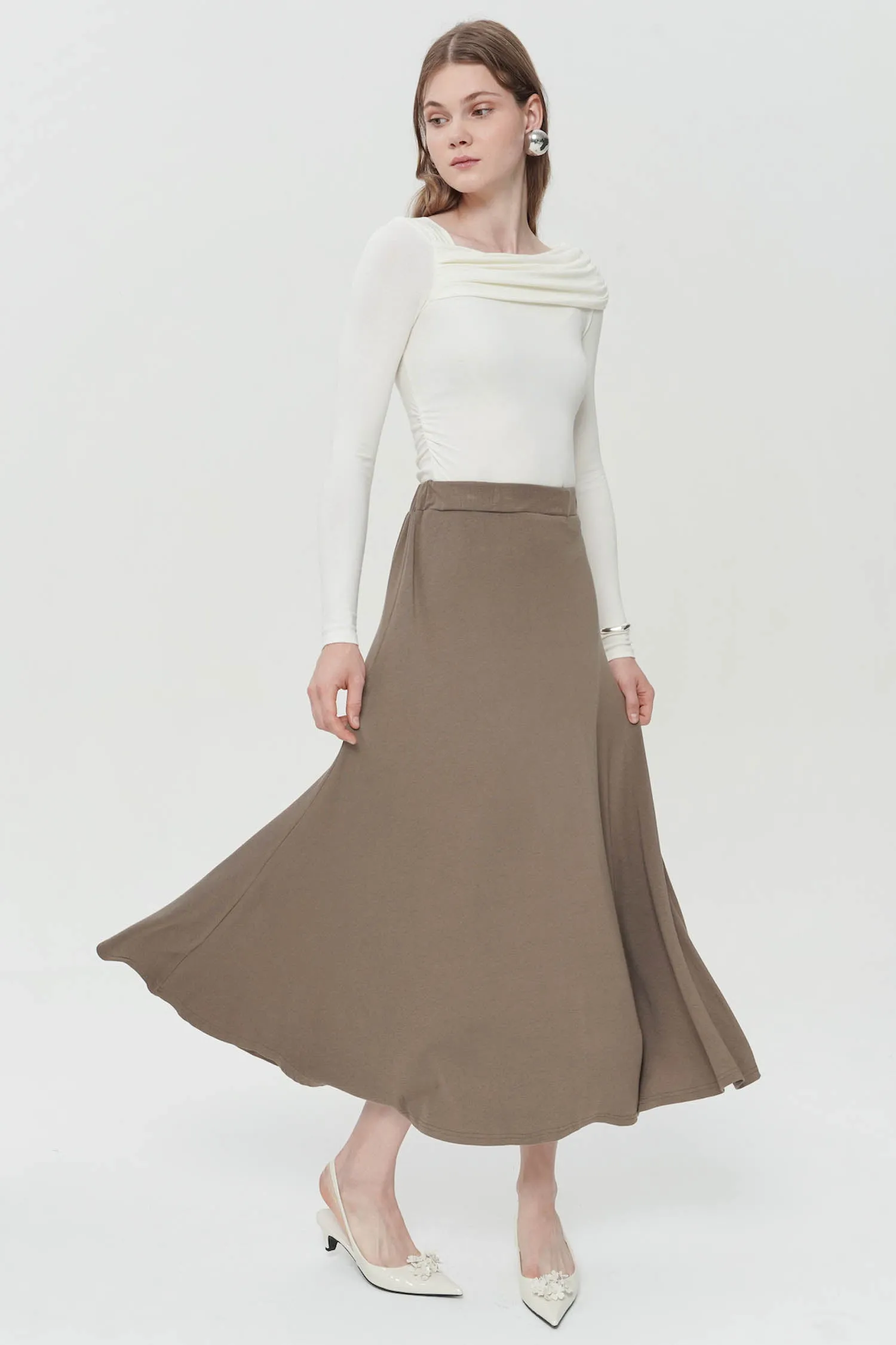 Galen Midi Skirt In Mocca