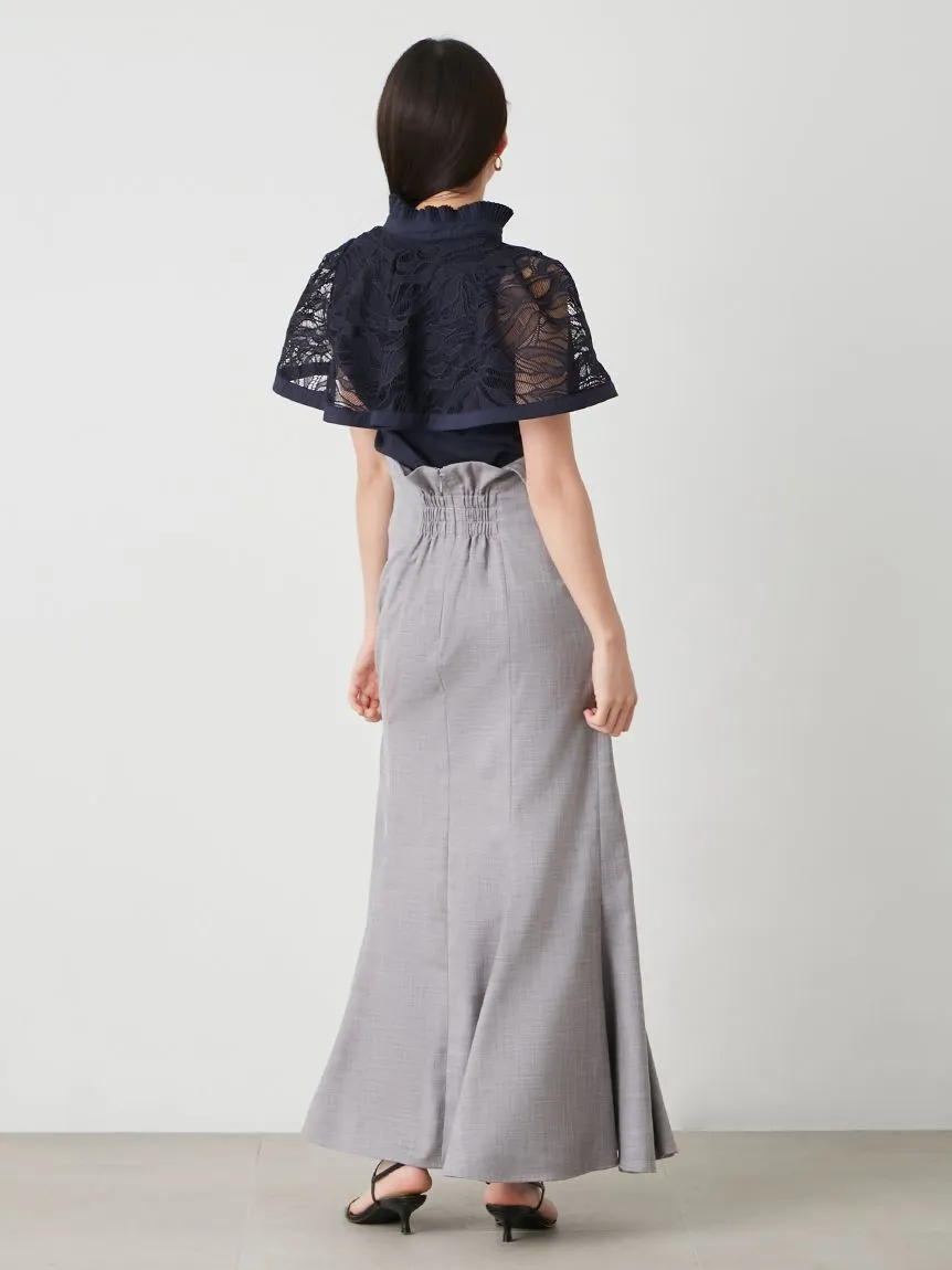 High Waist Draped Maxi Skirt