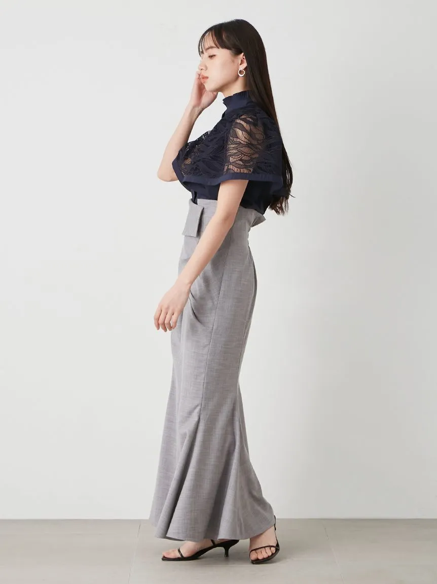 High Waist Draped Maxi Skirt