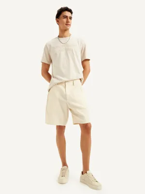 Men's Cream Tapered Shorts