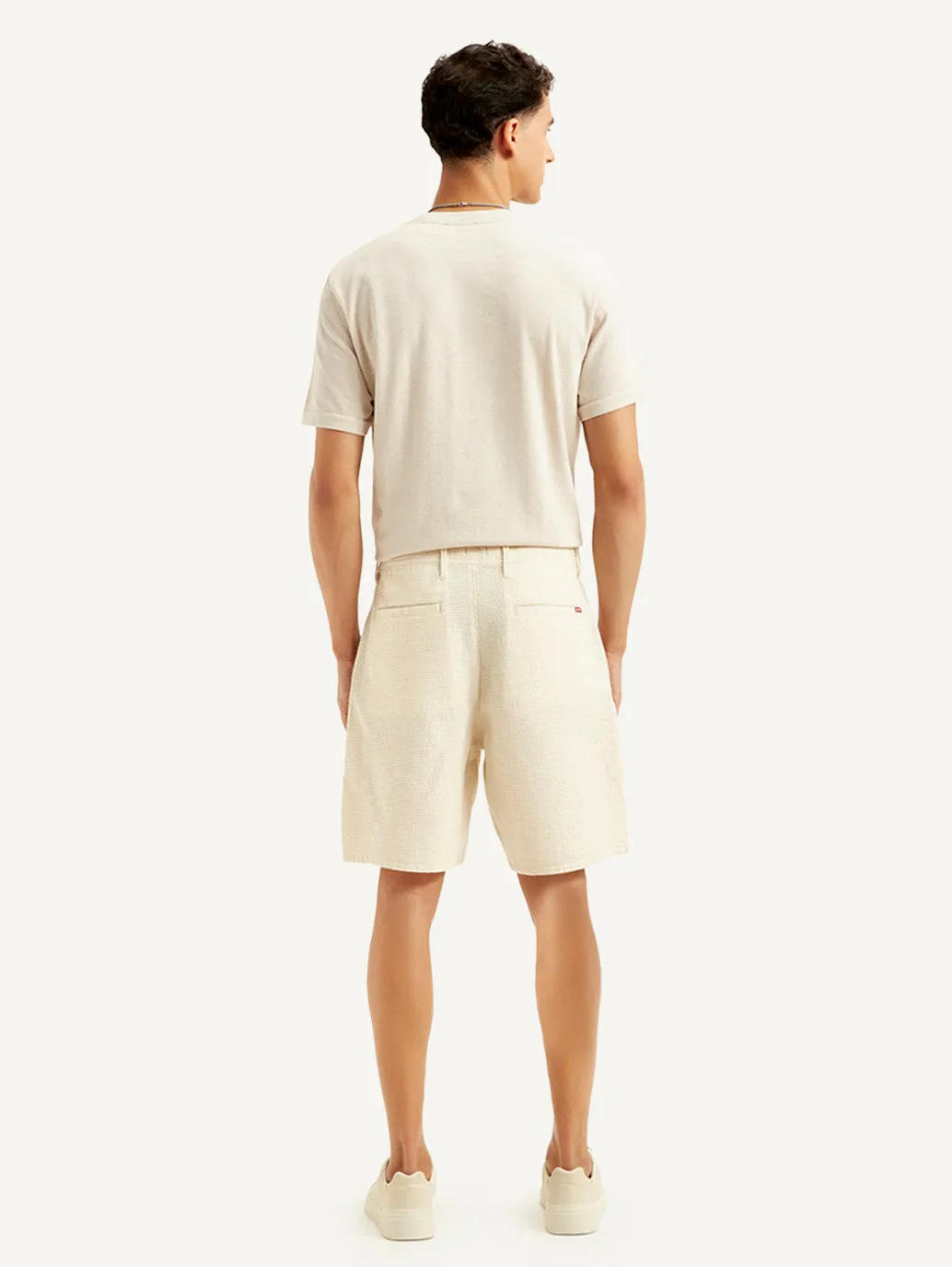 Men's Cream Tapered Shorts