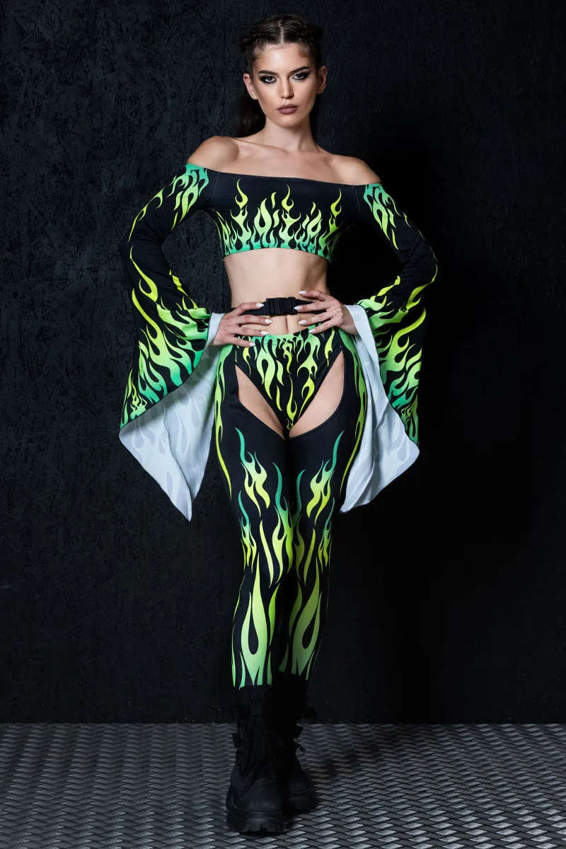 Neon Fire Dance Chaps Pants