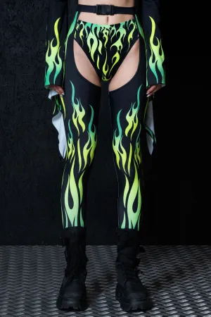 Neon Fire Dance Chaps Pants