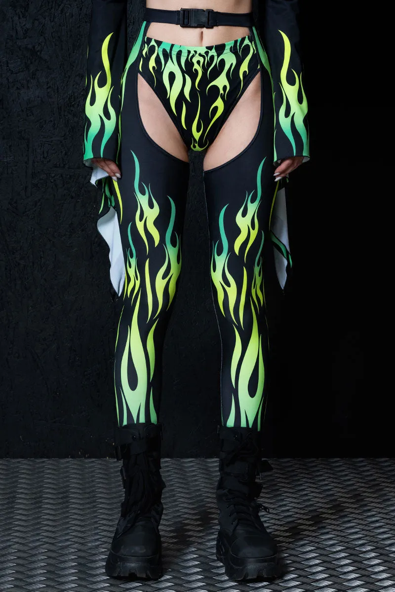 Neon Fire Dance Chaps Pants