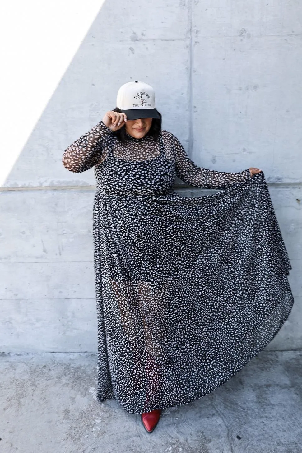Nevermind Mesh Maxi Dress - B W