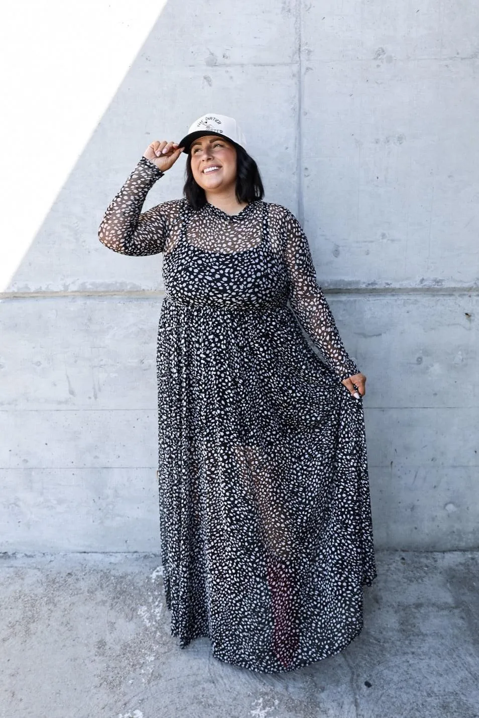 Nevermind Mesh Maxi Dress - B W
