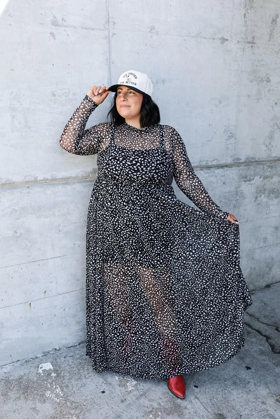 Nevermind Mesh Maxi Dress - B W
