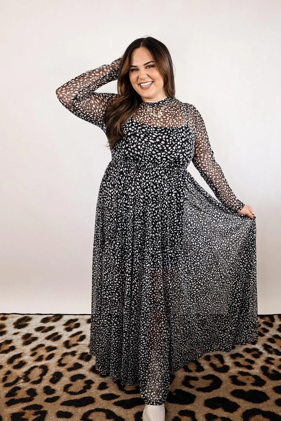 Nevermind Mesh Maxi Dress - B W