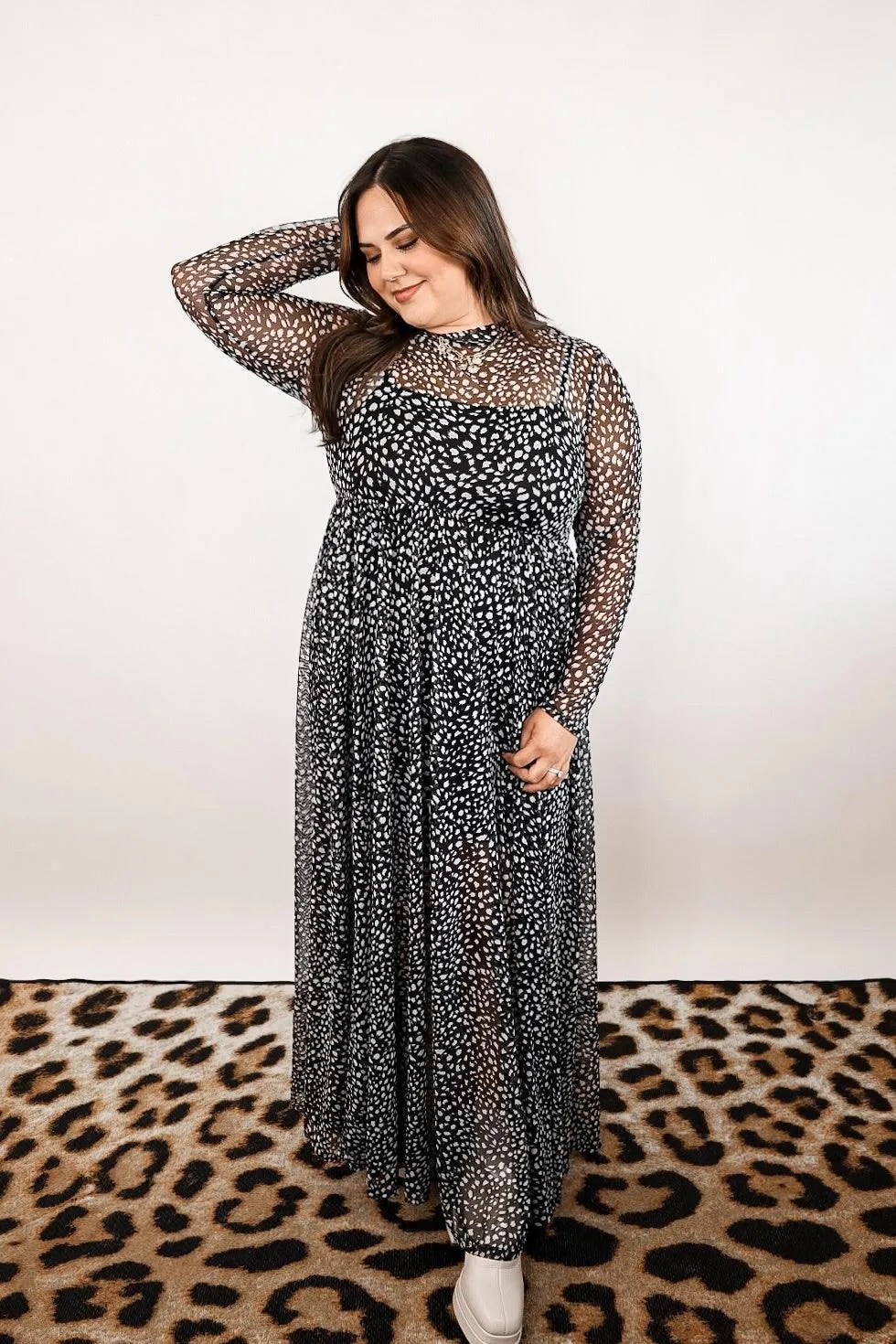 Nevermind Mesh Maxi Dress - B W