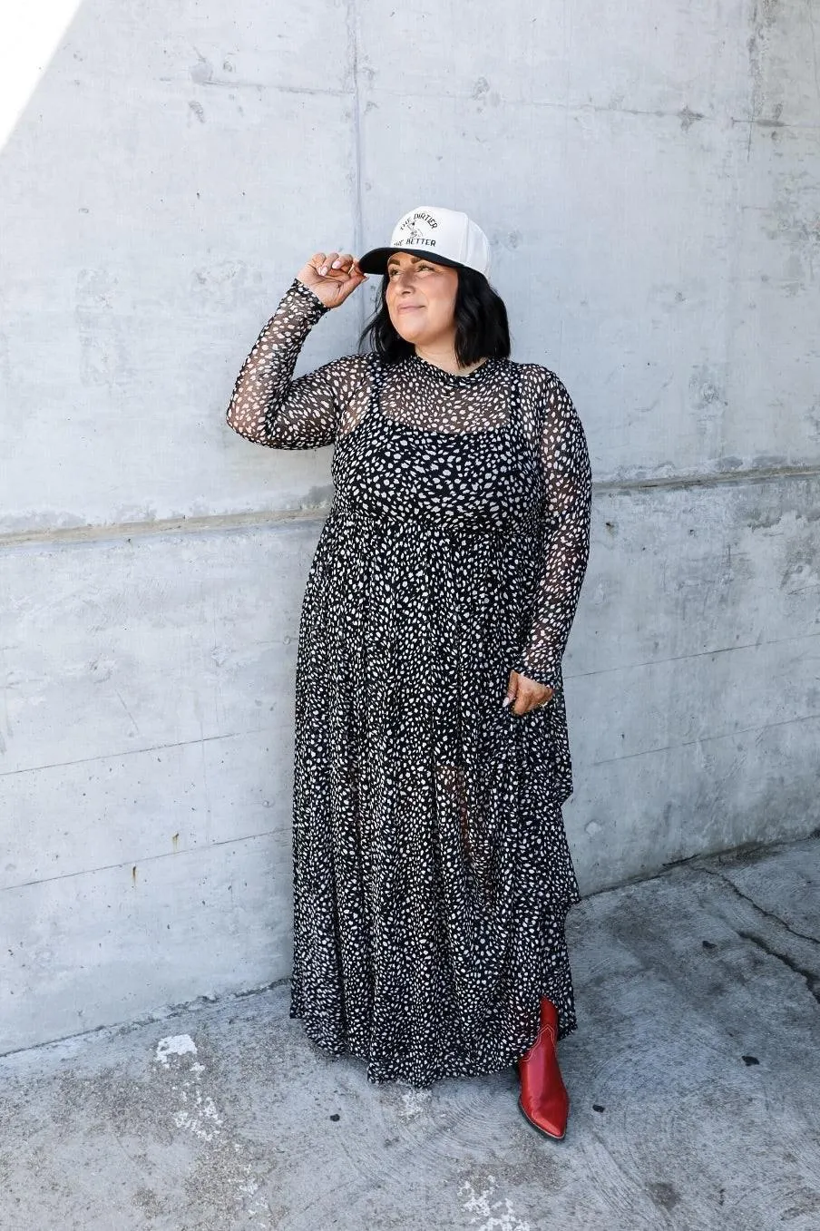 Nevermind Mesh Maxi Dress - B W