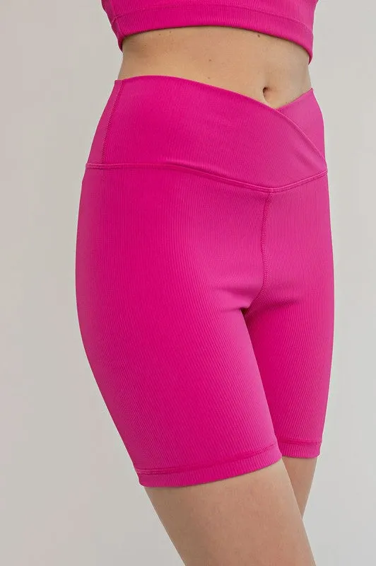 Nylon Rib V Waist Biker Pants